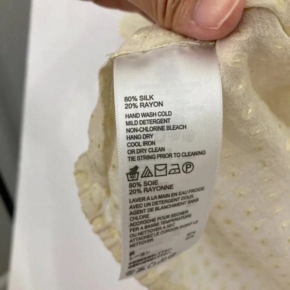 Tommy Bahama Cream Polka Dot Silk Tie Front Sheer Pullover Top XL - Picture 10 of 13